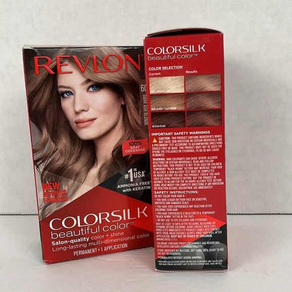 Revlon Colorsilk Hair Color Permanent Dye Keratin 60 Dark Ash Blonde Lot of 2 - Picture 2 of 6